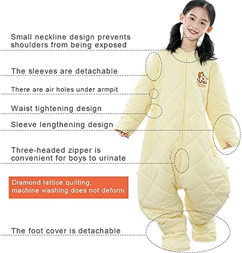 Ayaklı Bebek Uyku Tulumu Kış, Ayaklı Giyilebilir Battaniye, Çocuklar için Uyku Tulumu (2XL, Pembe)