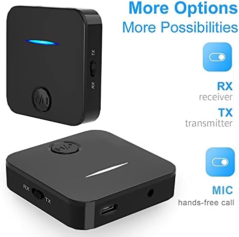 [Yükseltildi] VR robot Bluetooth 5.0 Verici Alıcı, HiFi Kablosuz Bluetooth 5.0 Ses Adaptörü, dahili Mic Bluetooth Aux Adaptörü