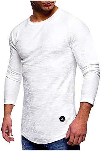 ZHDD için Uzun Kollu T-Shirt Mens, Güz Şantuk Pamuk Yuvarlak Boyun Egzersiz Atletizm Temel Tee Casual Slim Fit Spor Tops