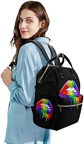 LGBT Gay Pride Gökkuşağı Dudaklar Anne Sırt Çantası Su Geçirmez omuzdan askili çanta Rahat Büyük Sırt Çantası Seyahat Alışveriş