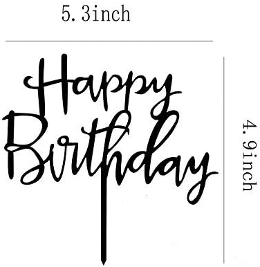 Siyah Mutlu Doğum Günü Pastası Topper Akrilik Doğum Günü Partisi Süslemeleri
