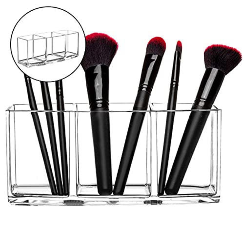 Newmind 2 Adet 3 Yuvası Akrilik makyaj fırçası Tutucu, makyaj fırçası düzenleyici için Vanity, Dresser ve Tezgah, kozmetik