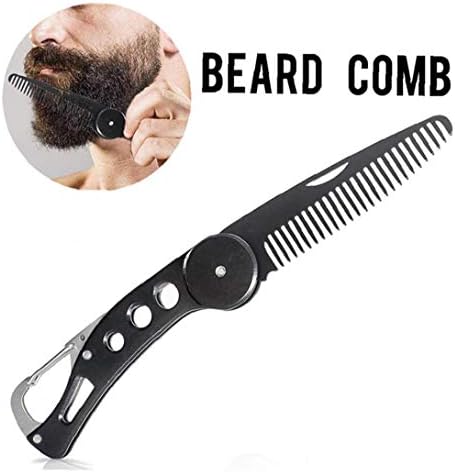 Katlanır sakal tarağı Paslanmaz Çelik Bıyık Cep Tarağı Anti-Statik Taşınabilir Erkekler için Saç Bıyık Şekillendirici, Tarak