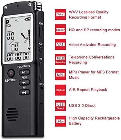 VoiceTracer Dijital Ses Kaydedici Bir Tuş Kilidi Ekranı Telefon Kaydı Gerçek Zamanlı Ekran MP3 Çalar (Renk: Gösterildiği gibi,