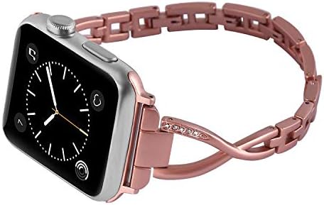 Apple Watch 38MM 40MM 42MM 44MM Glitter Band ile uyumlu, kadın Kızlar Bling Rhinestone Glitter Metal Bileklik Askısı Ayarlanabilir
