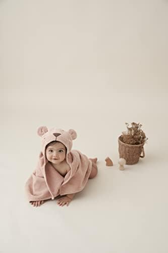 Zarif Bebek Pas Ayı Kapşonlu Bebek Banyo Çözgü, Boyut 23 x 31