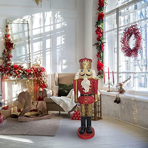 Noel Zamanı Ayakta Fındıkkıran Kral Tutan bir Baton / Dahili LED ışıkları / Ayakta 48 İnç Boyunda / Noel Zamanı için Mükemmel