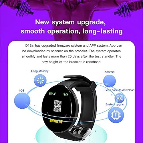 hhscute Akıllı Saatler,Android için Su geçirmez İzle 1.44 inç Ekran Pasometre Mesaj Hatırlatma Bluetooth (Mavi)