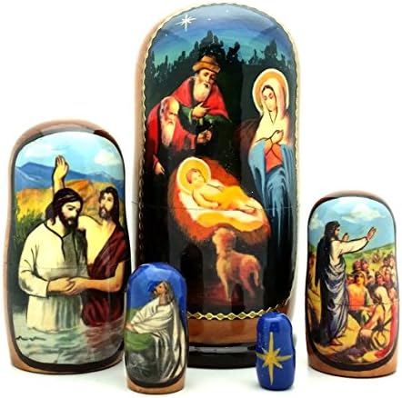 Doğuş İsa Hayat matryoshka El Yapımı Rusya'da 5 Adet Set 4 H