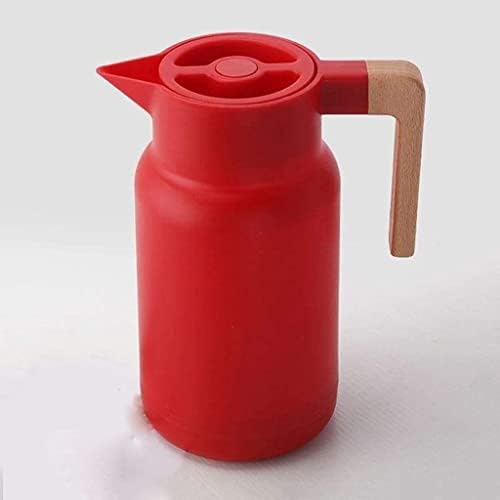 YOUQQI Termos şişe 1L büyük ev sıcak su ısıtıcısı ofis kahve termos çift duvar (Renk: Gri) (Renk : Kırmızı)