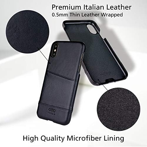 Alto Metro Telefon kılıfı için iPhone Xs Max (6.5 inç), Premium İtalyan Deri cüzdan Kılıf ile kart tutucu Tasarım (Raven)