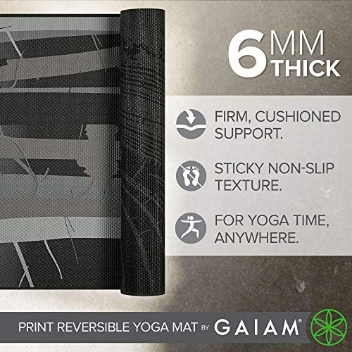 Gaiam Yoga Mat-Premium 6mm Baskı Geri Dönüşümlü Ekstra Kalın Kaymaz Egzersiz ve fitness matı Her Türlü Yoga, Pilates ve Zemin