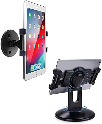 AboveTEK Perakende Kiosk iPad Standı, 360° Dönen Ticari iPad Duvar Montajı, Yatay / Dikey Eğimli Tablet Tutucu 6-13 Tabletlere