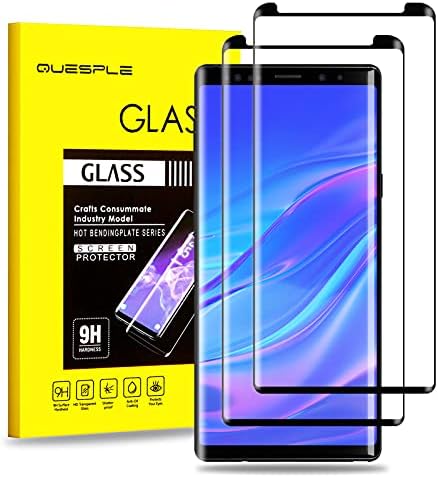 [2 Paket] QUESPLE Ekran Koruyucu için Galaxy Not 9, 9 H Sertlik, 3D Kavisli Dot Matrix, Kabarcık-Ücretsiz, Çizilmeye Dayanıklı,