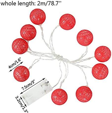 JJHTF 2 M yılbaşı topu süsleme LED dize ışıklar pamuk ıpliği ampul çelenk noel ağacı asılı dekorasyon (Renk: B, boyut gösterir)