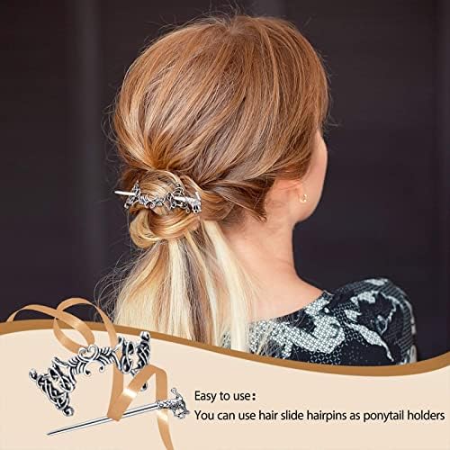 Youdert 6 Adet Vintage Gümüş Celtic Saç Slayt Celtic Knot Saç Sopa Yaratıcı saç tokası Metal Saç Sopa Klipler saç tokası Saç